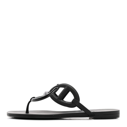 Hermes Rubber Womens Egerie Sandals 37 Black 1 of 12
