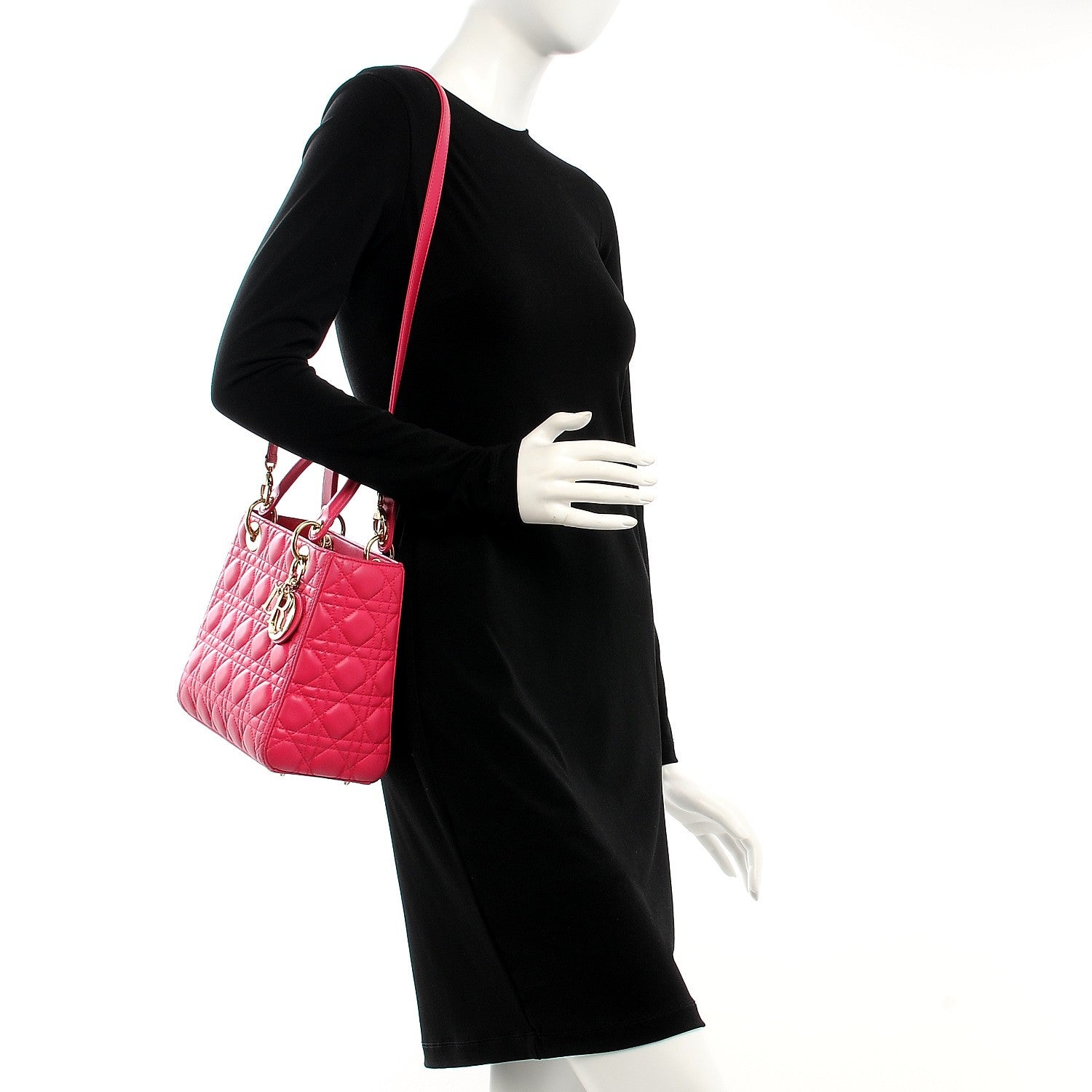 Christian Dior Lambskin Cannage Medium Lady Dior Pink 2 of 14