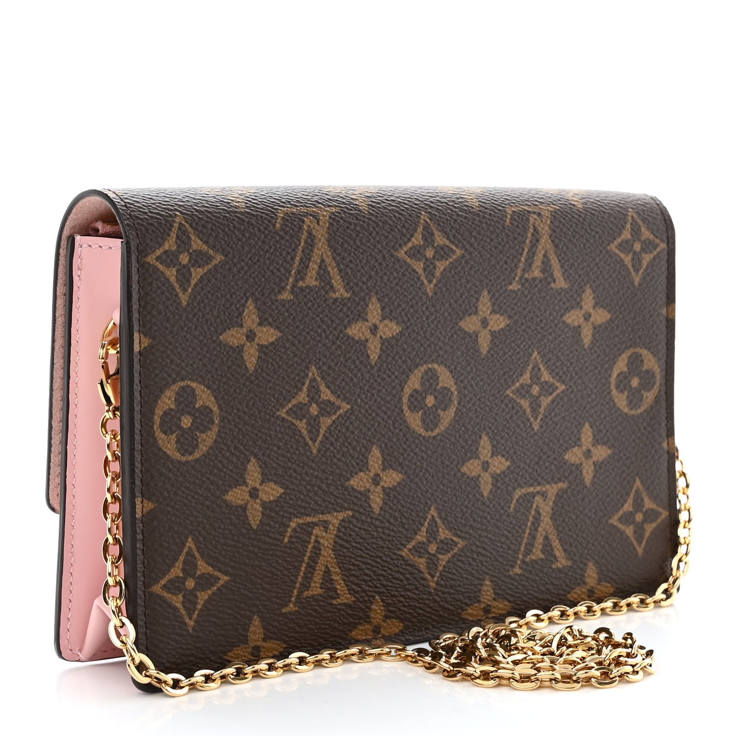 Monogram Flore Chain Wallet Rose Ballerine