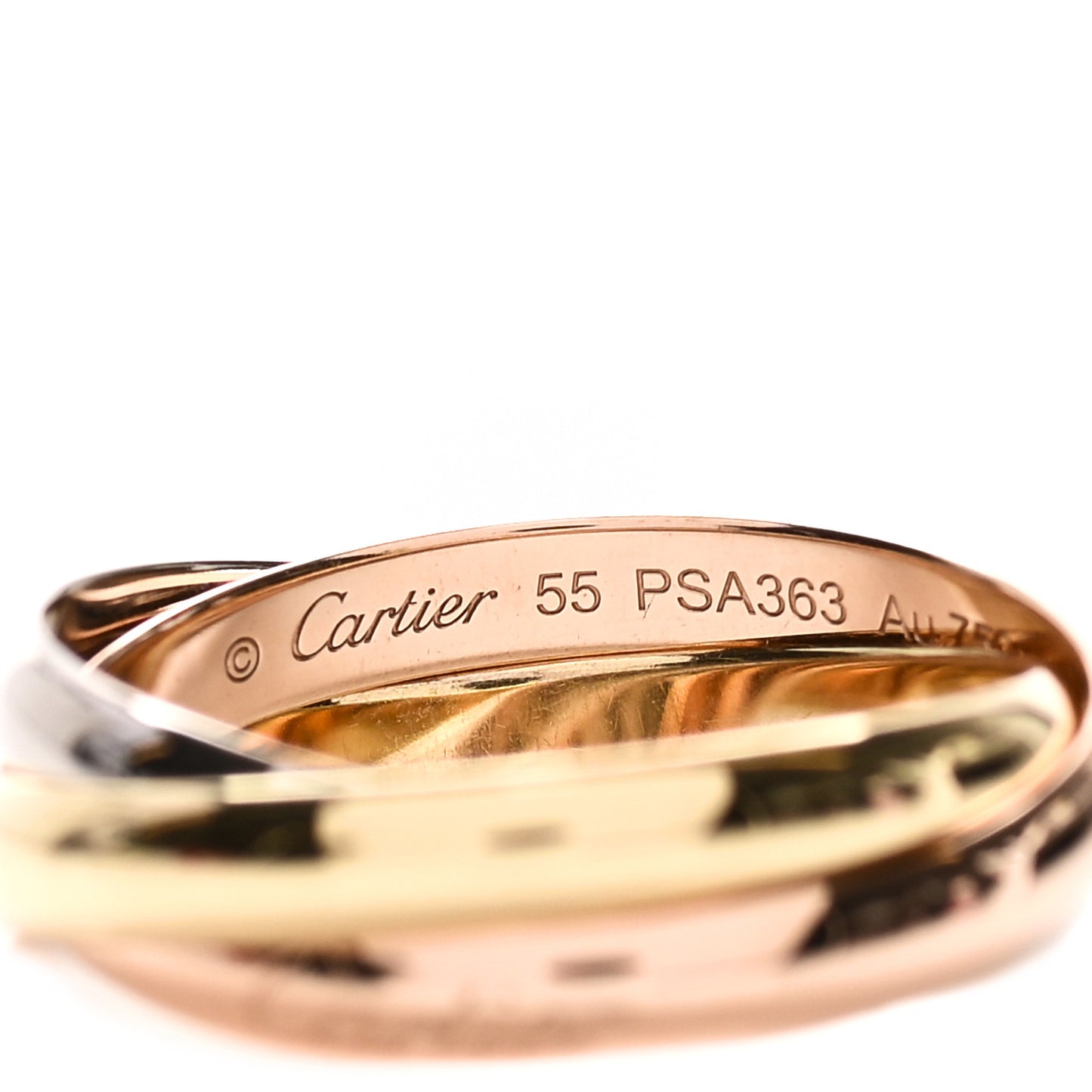 18K Pink Yellow White Gold Classic Trinity Ring 55 7.25