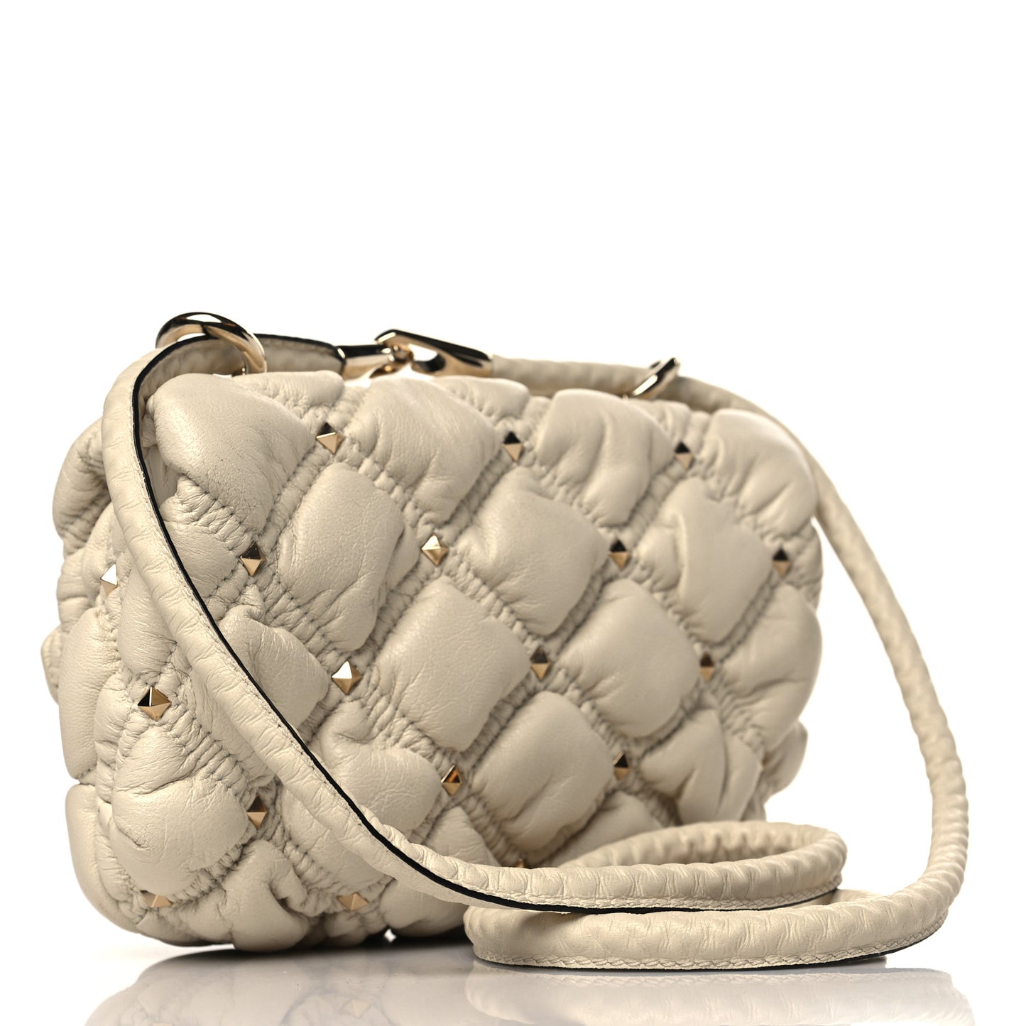 Nappa Small Spikeme Shoulder Bag Light Ivory