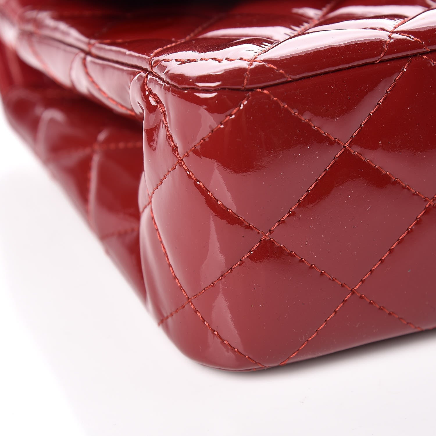 Chanel Patent Calfskin Quilted Medium Double Flap Dark Red 8 of 13