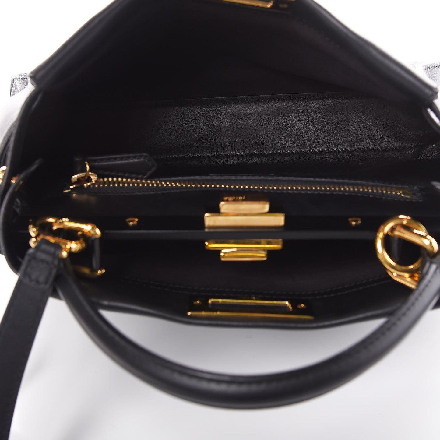 Vitello Seta Shiny Nappa Medium Peekaboo Iconic Satchel Black