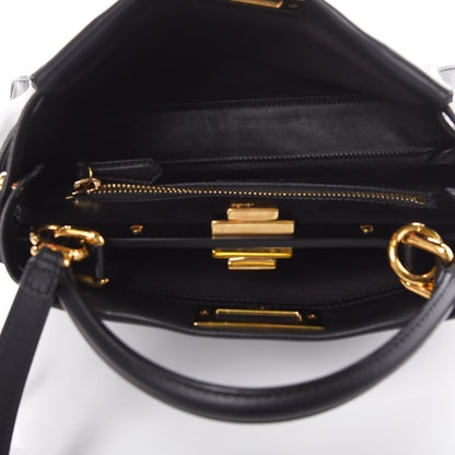 Fendi Vitello Seta Shiny Nappa Medium Peekaboo Iconic Satchel Black 5 of 9