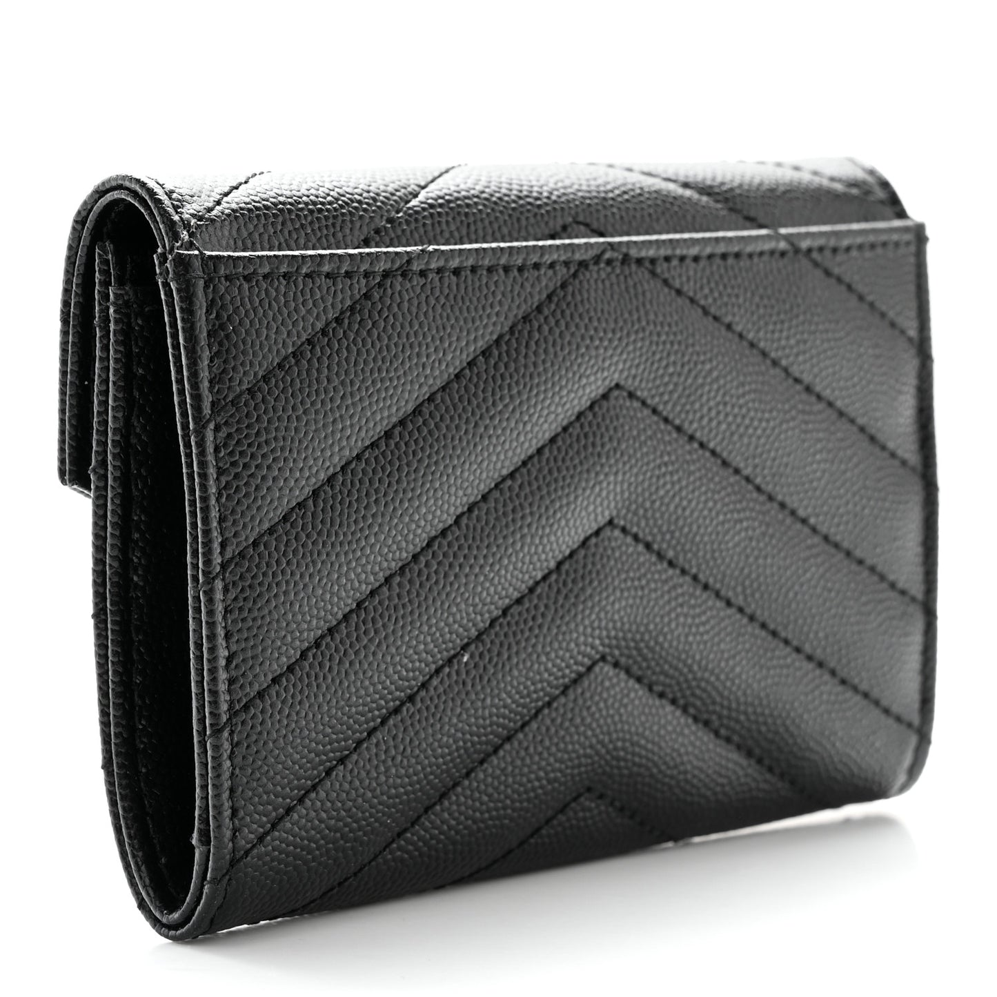Grain De Poudre Matelasse Chevron Small Monogram Envelope Wallet Black