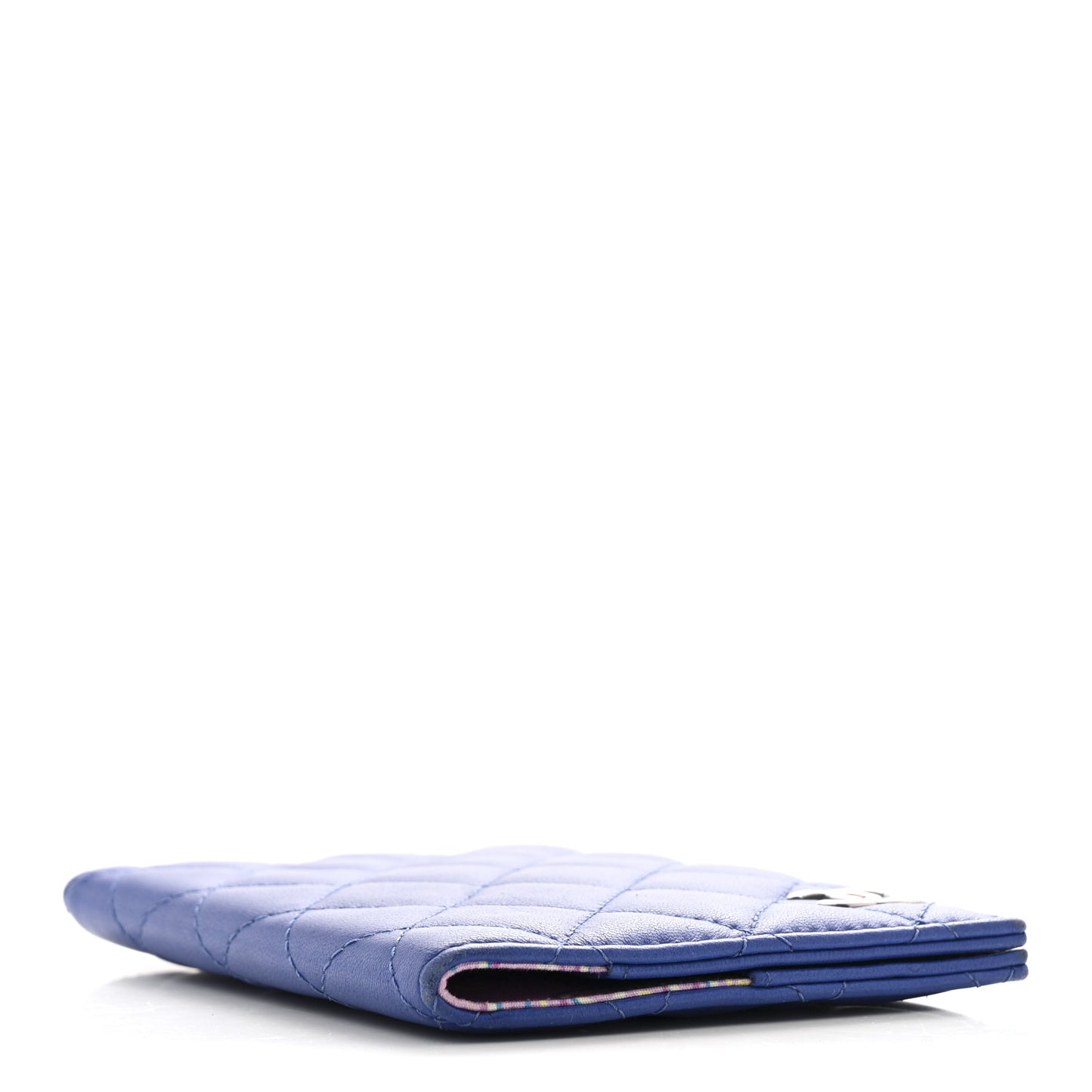 Lambskin Quilted Passport Holder Blue