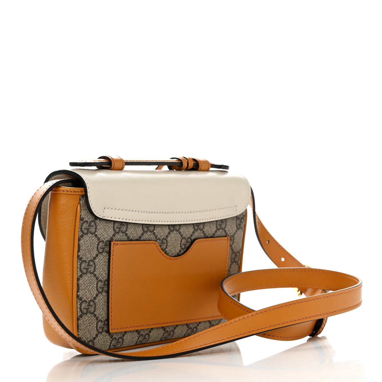 GG Supreme Monogram Calfskin Mini Padlock Flap Pocket Shoulder Bag Beige Mystic White Sun Oil