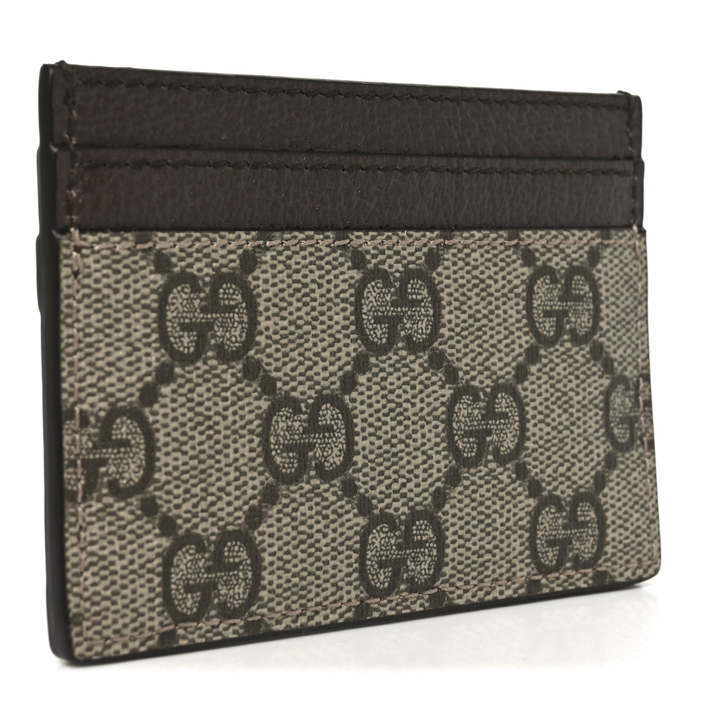 GG Supreme Monogram Textured Dollar Calfskin Ophidia Card Holder Beige Ebony New Acero