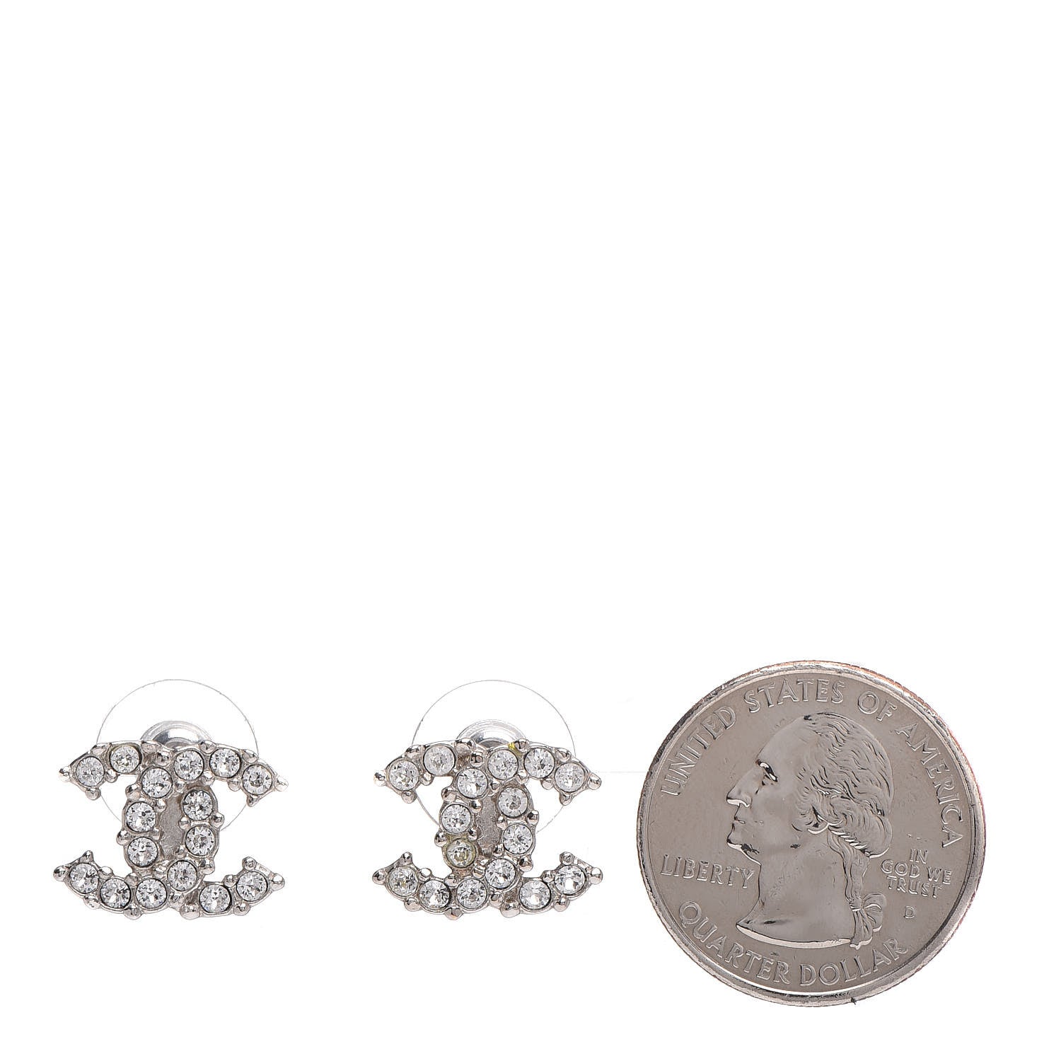 Chanel Crystal CC Earrings Silver 2 of 5