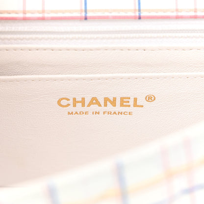 Chanel Calfskin Quilted Plaid Printed Small Single Flap White Multicolor 6 of 11