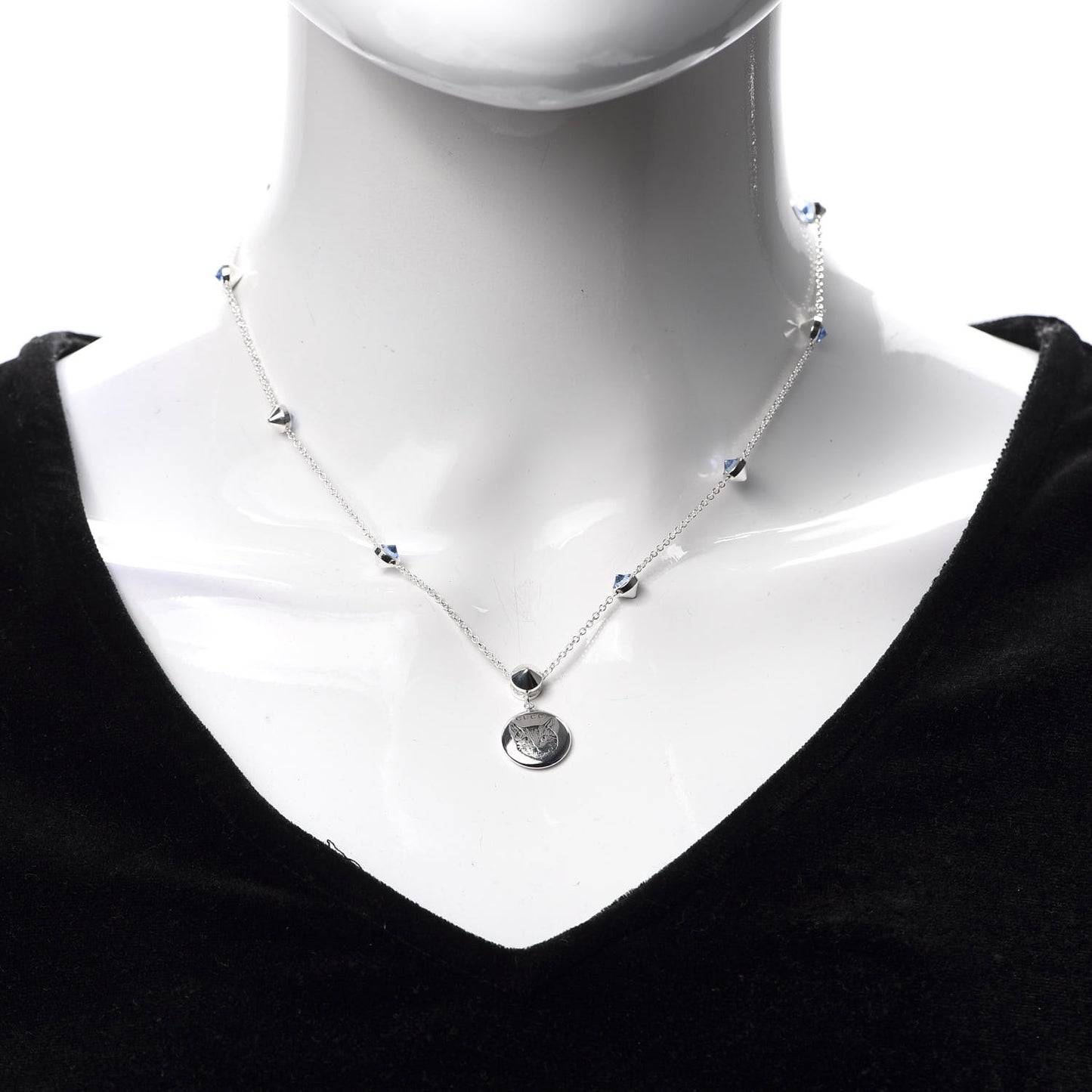 Sterling Silver Blue Zirconia Blind For Love Pendant Necklace