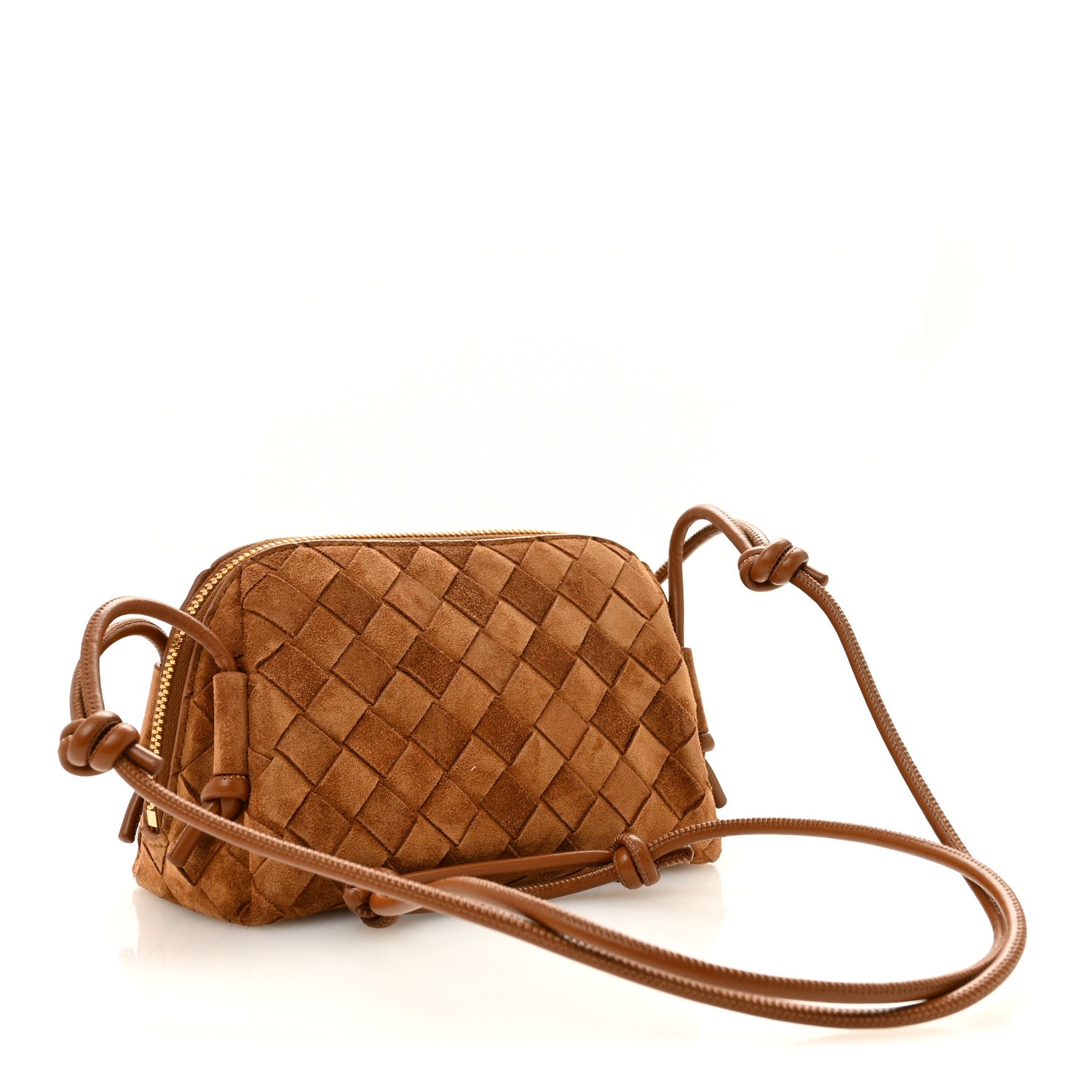 Bottega Veneta Suede Intrecciato Concert Pouch Amber 3 of 10