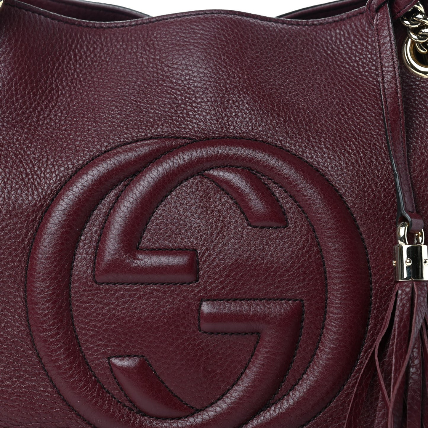 Pebbled Calfskin Medium Soho Chain Shoulder Bag Scarlatto