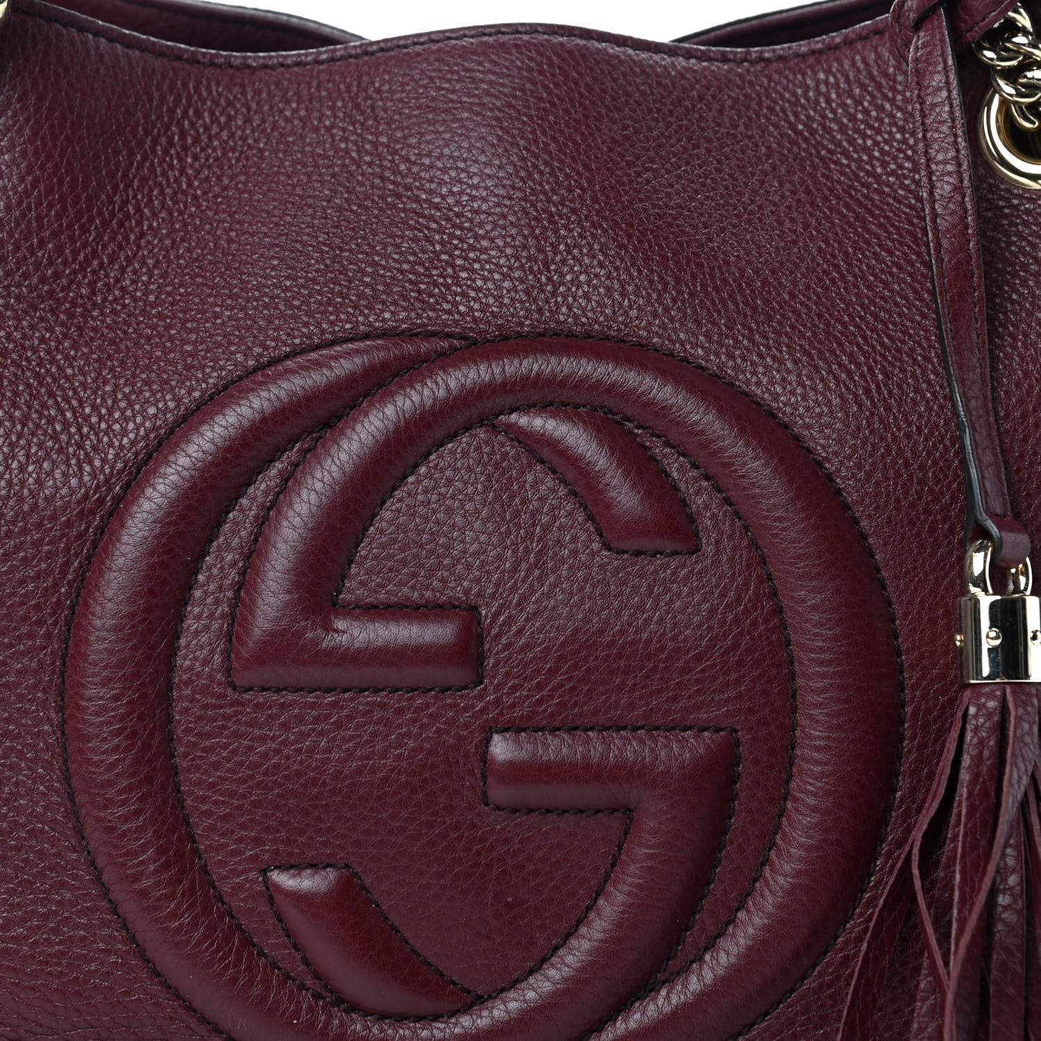 Gucci Pebbled Calfskin Medium Soho Chain Shoulder Bag Scarlatto 10 of 10