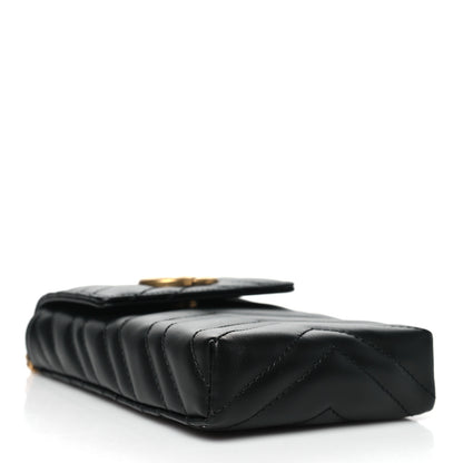 Gucci Calfskin Small GG Marmont Phone Crossbody Bag Black 4 of 10