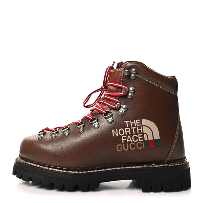 Gucci X THE NORTH FACE Calfskin Womens Hiking Ankle Boots 41 Foggy Tabacco Cuir 1 of 9
