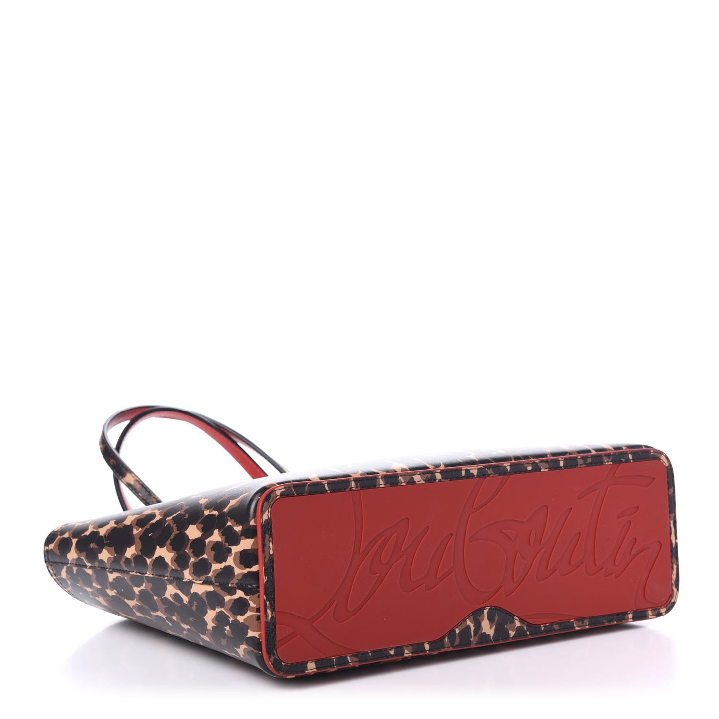 Calfskin Leopard Print Spikes Small East West Cabata Tote Brown