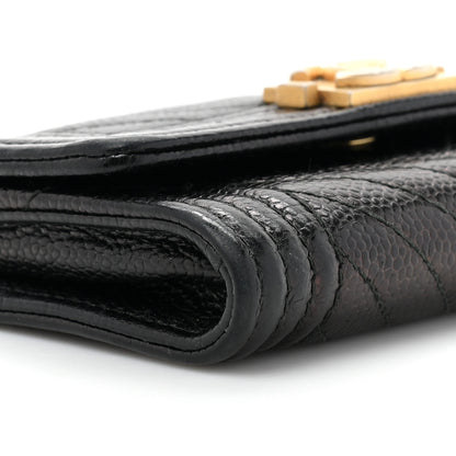 Chanel Caviar Chevron Quilted Boy Flap Card Holder Black 10 of 15