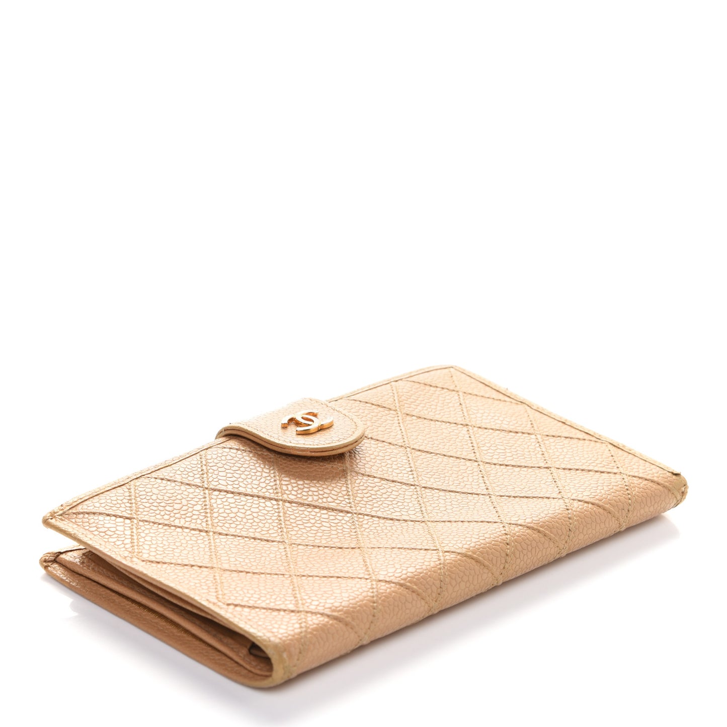 Caviar Diamond Stitched French Wallet Beige