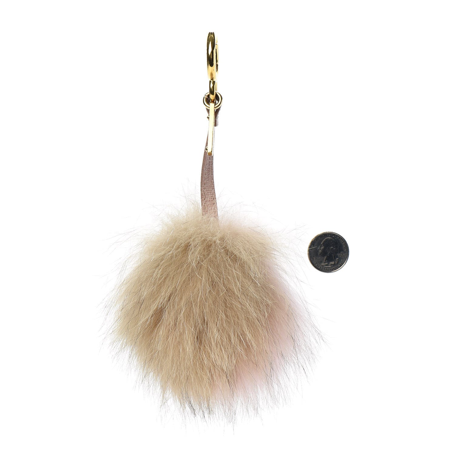 Fendi Fox Fur Vitello Elite Bi-Color Pom Pom Bag Charm Rosa Cammello Cipria 2 of 4