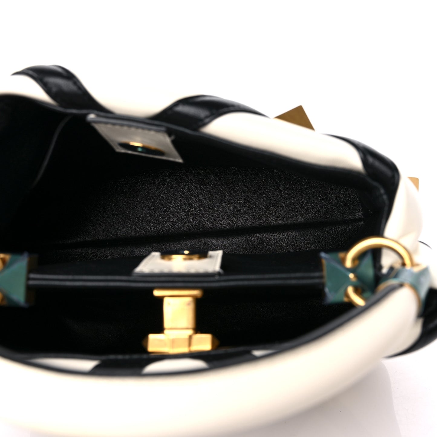 Nappa Small Roman Stud The Handle Bag Ivory Black
