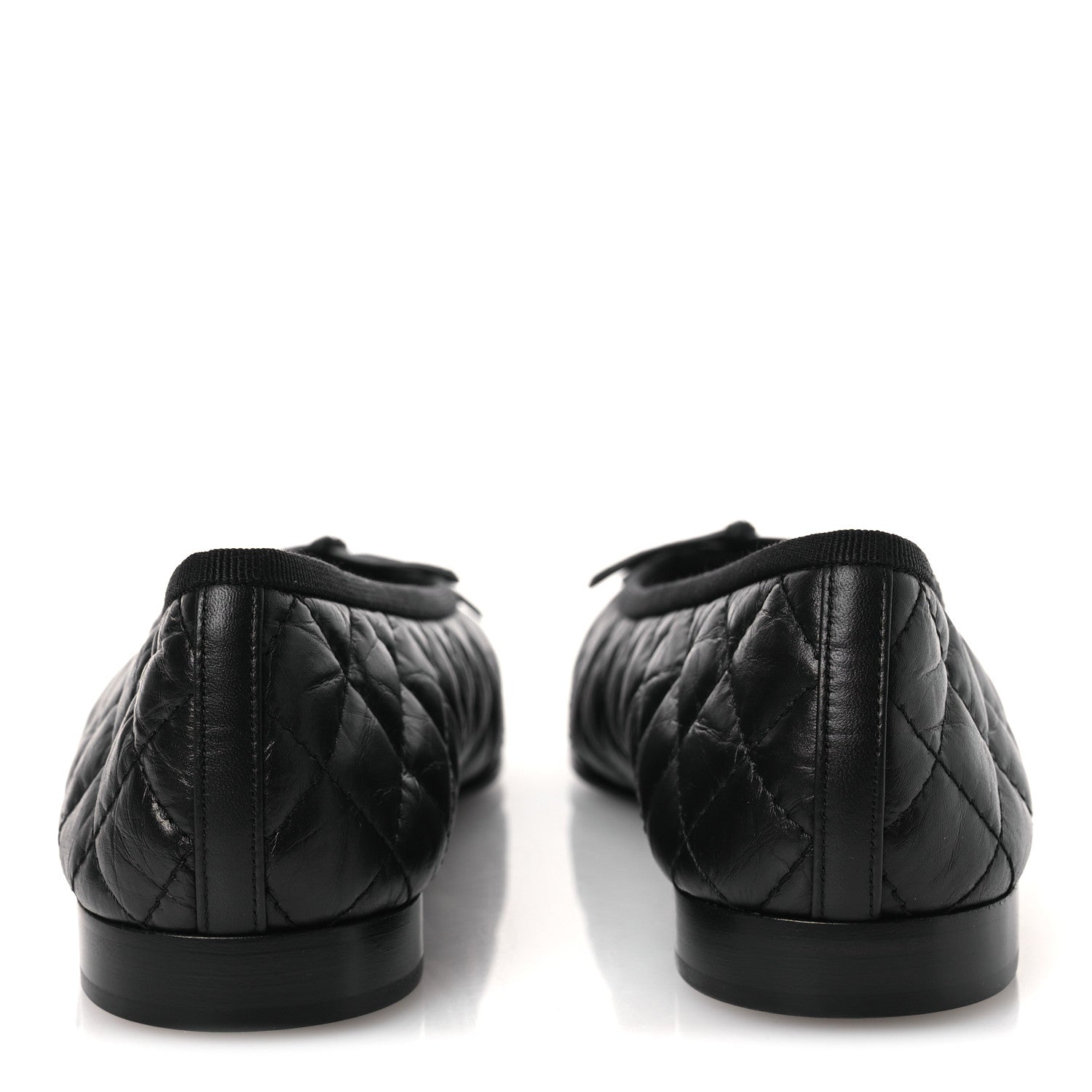 Chanel Aged Calfskin Quilted CC Cap Toe Ballerina Flats 38.5 Black 6 of 13