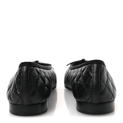 Chanel Aged Calfskin Quilted CC Cap Toe Ballerina Flats 38.5 Black 6 of 13