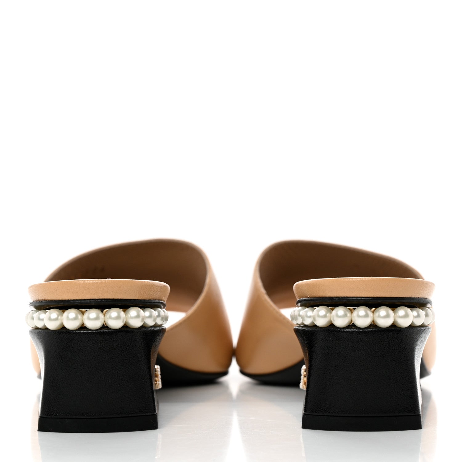 Chanel Shiny Goatskin Pearl Mule 39.5 Beige 5 of 10