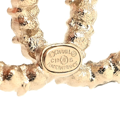 Chanel Crystal CC Earrings Gold Blue 4 of 4