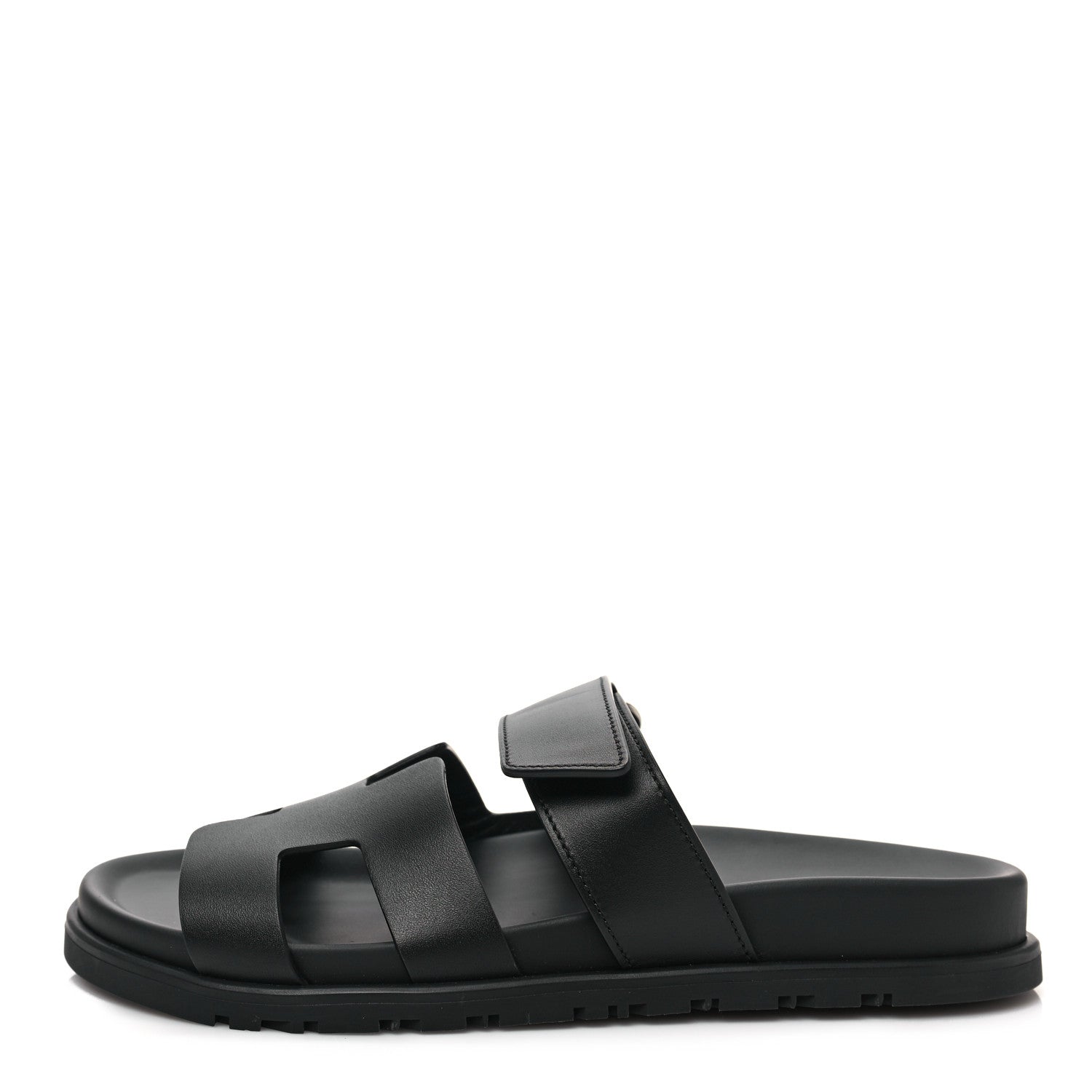 Hermes Calfskin Womens Chypre Sandals 37 Black 1 of 8