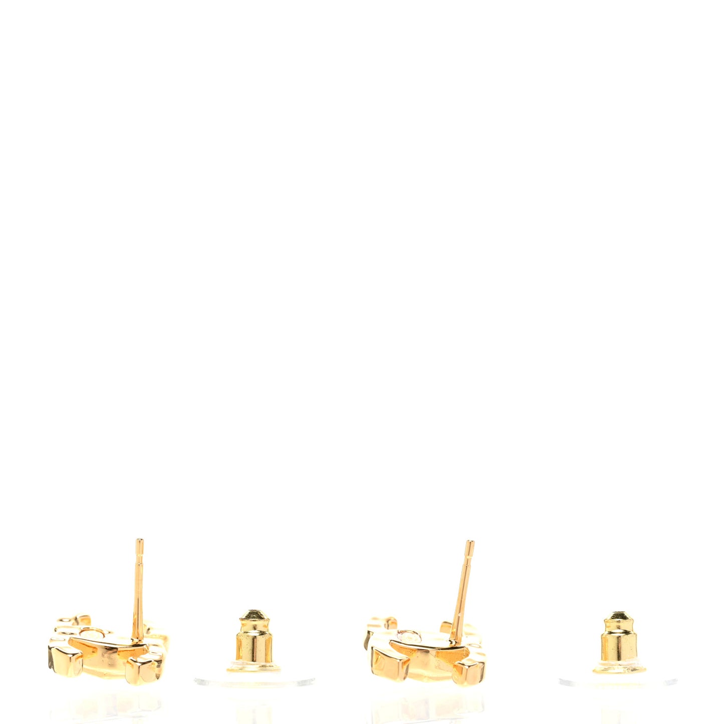 Metal Crystal CC Marquise Earrings Gold