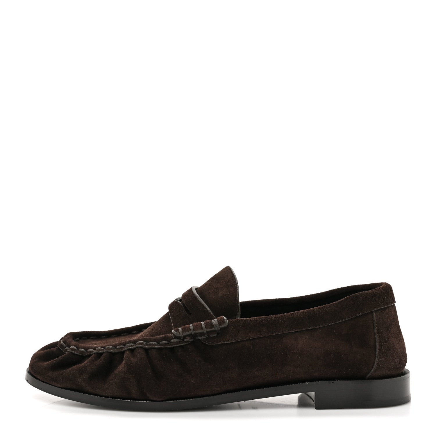 Saint Laurent Suede Le Loafer Penny Slippers 38.5 Dark Chocolate 1 of 9