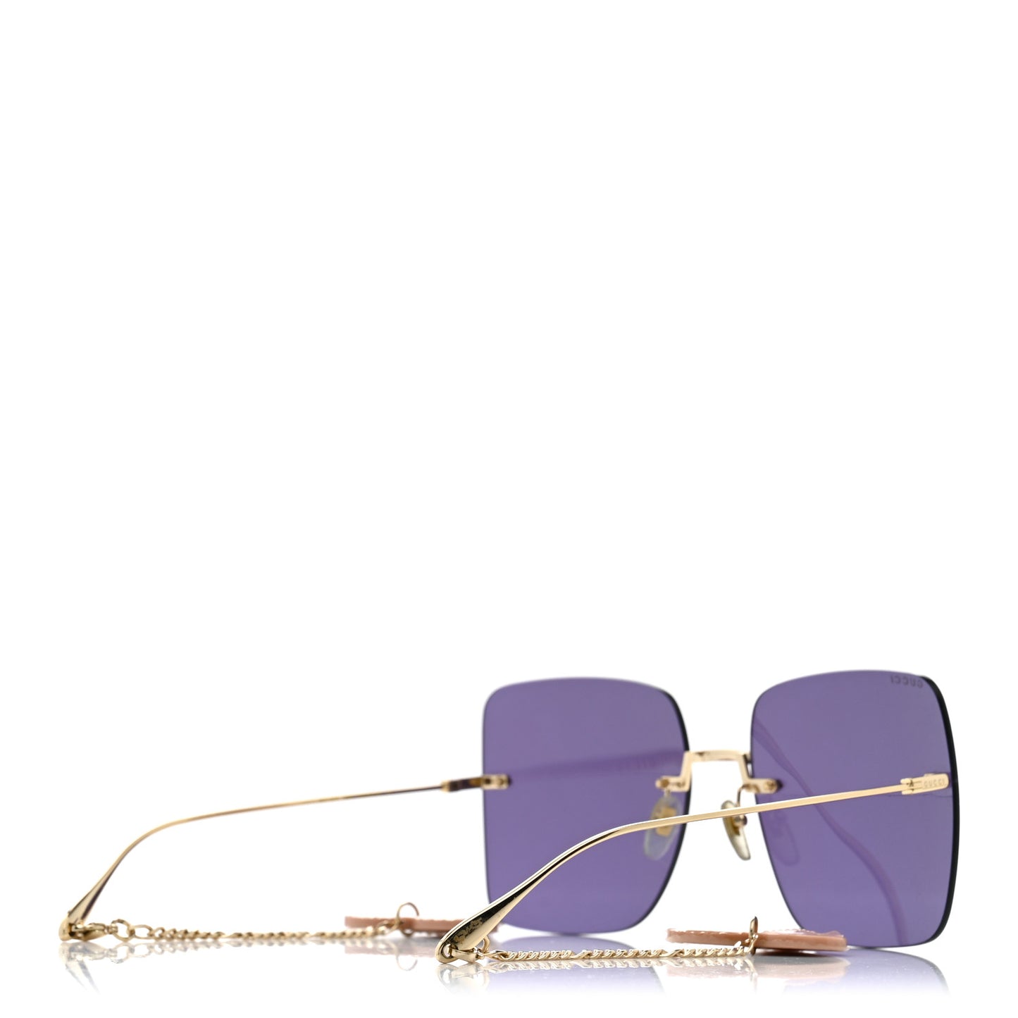 Metal Acetate Detachable Charm Rimless Square Sunglasses GG1147S Black Gold