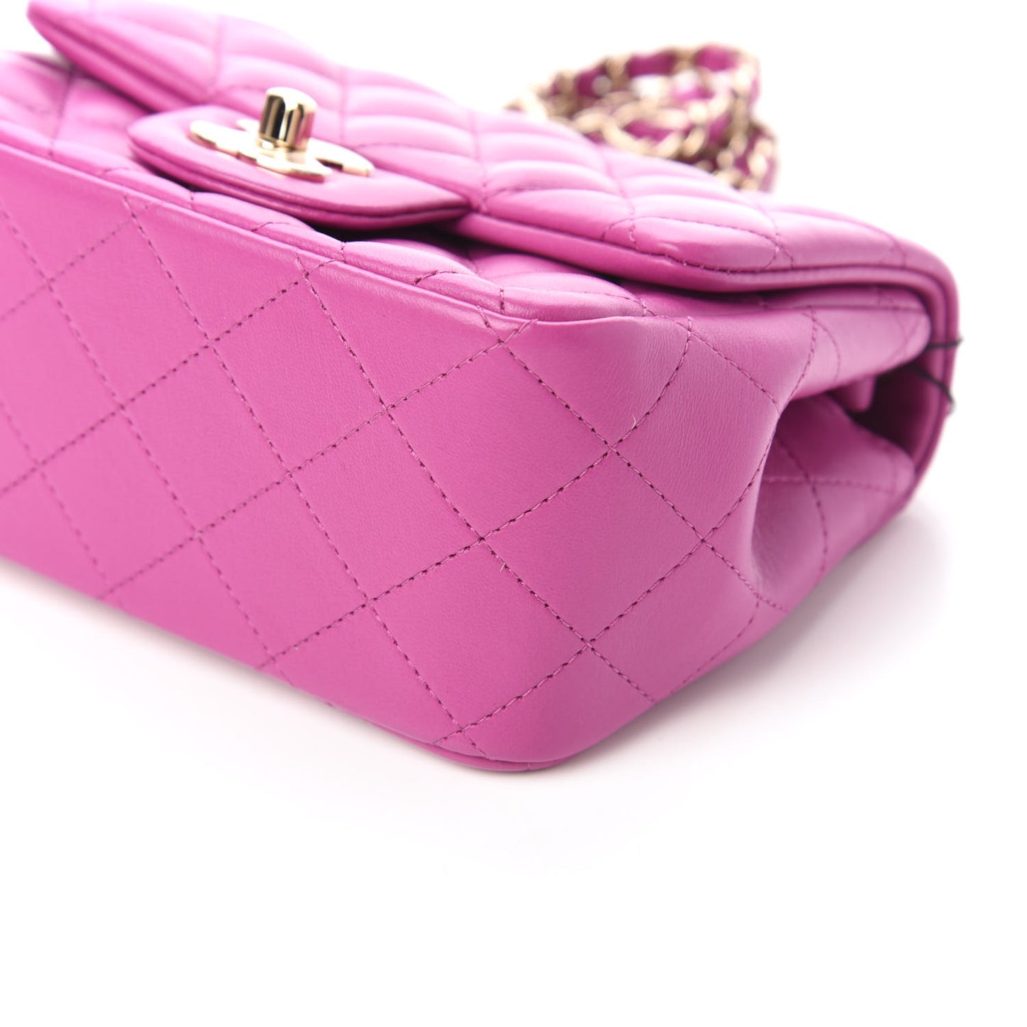 Lambskin Quilted Mini Square Flap Purple