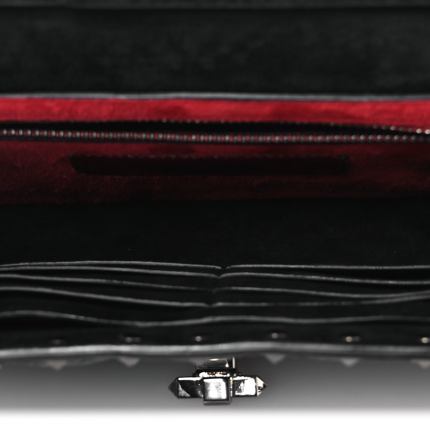 Valentino Garavani Craquele Nappa Rockstud Spike Wallet on Chain Black 5 of 9