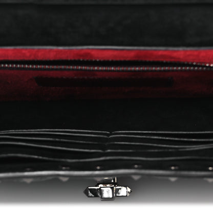 Valentino Garavani Craquele Nappa Rockstud Spike Wallet on Chain Black 5 of 9