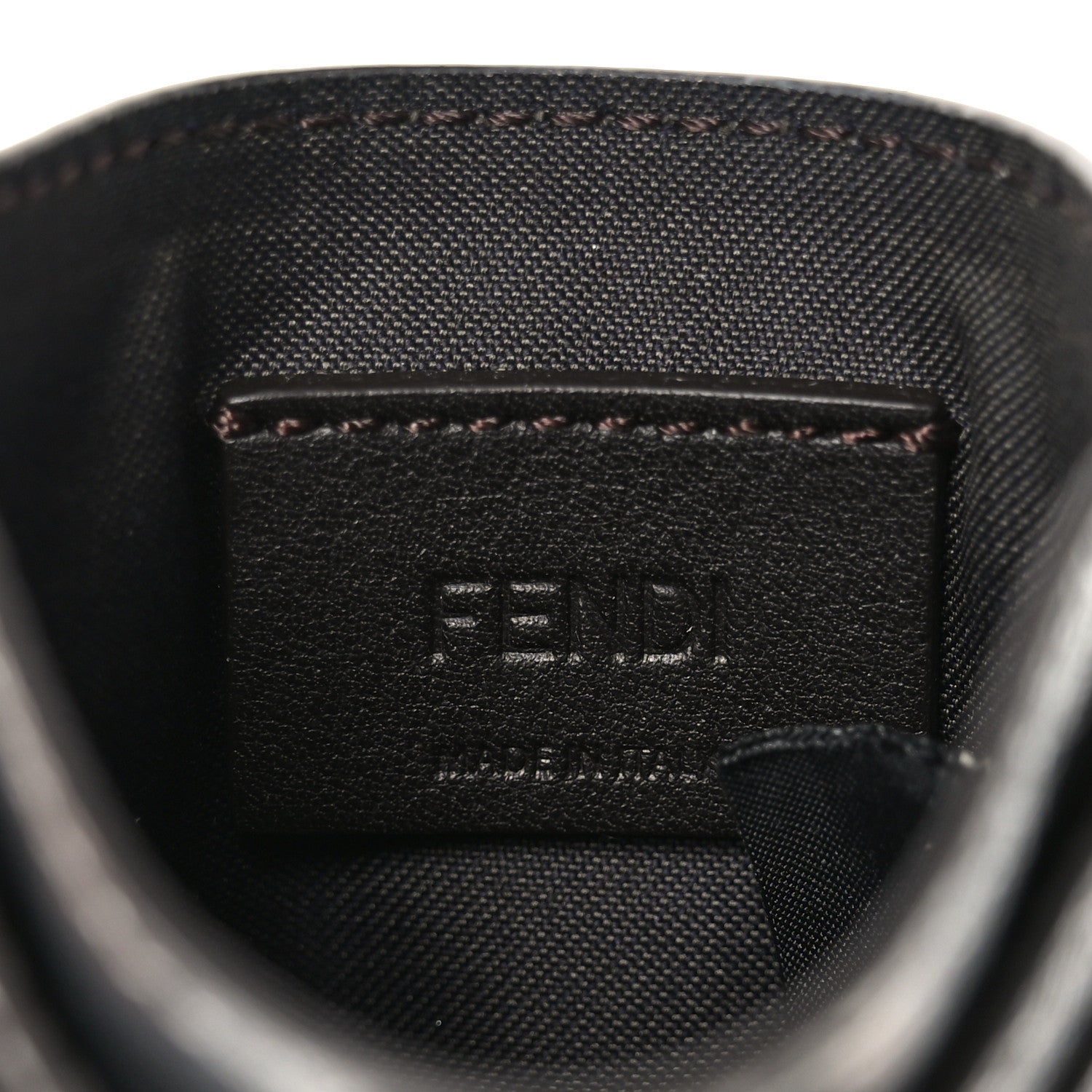 Fendi Vitello Cruise Bi-Color FF 1974 Embossed Card Holder Maya Black Argento 6 of 7
