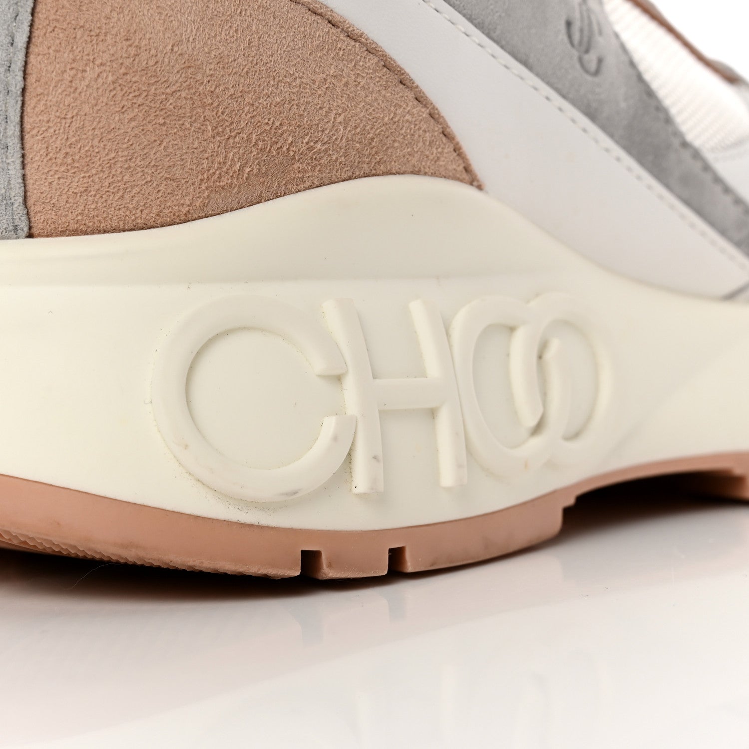 Jimmy Choo Nappa Mesh Suede Women Landon Low Top Sneakers 39.5 White Powder Pink Grey 14 of 17