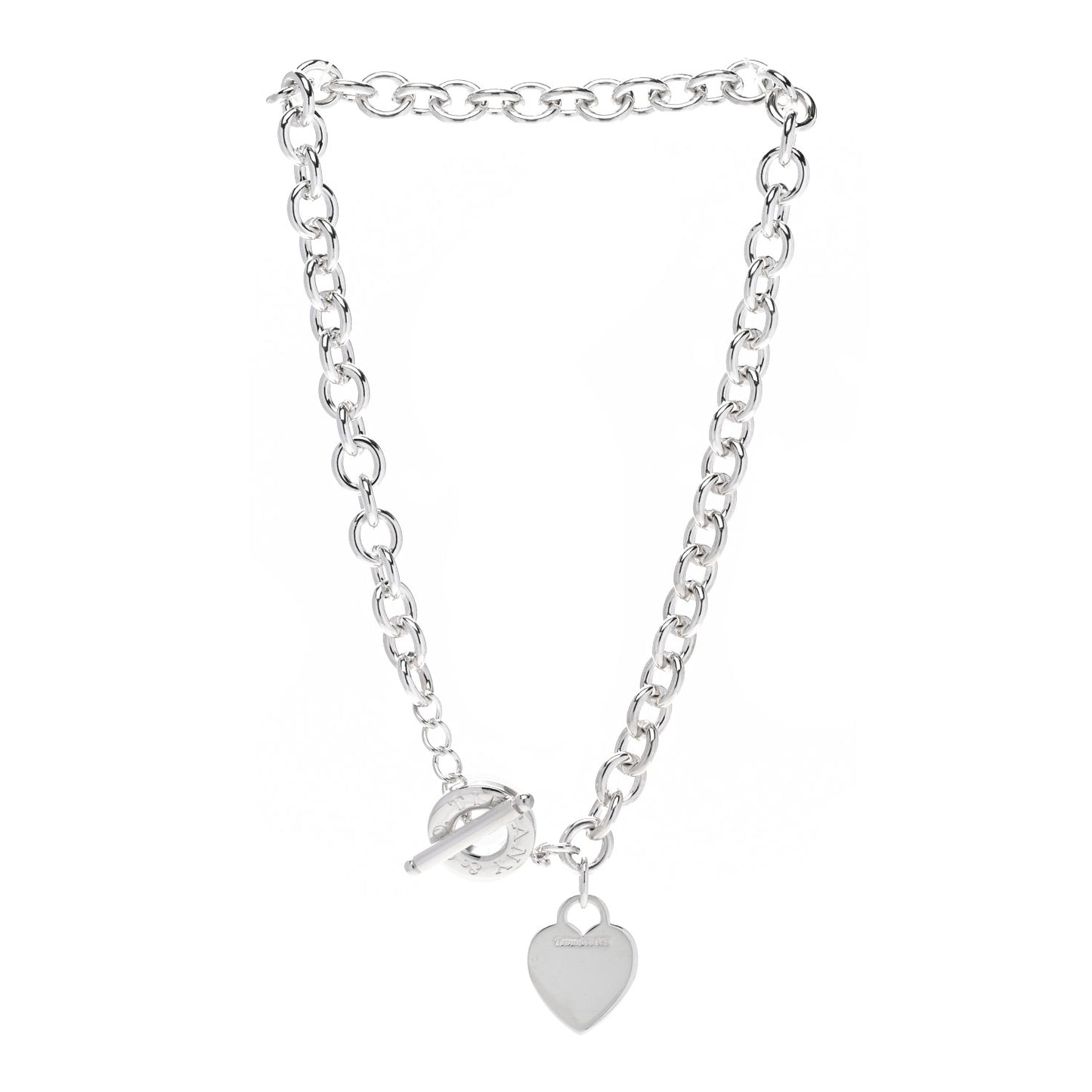 Sterling Silver Heart Tag Toggle Necklace