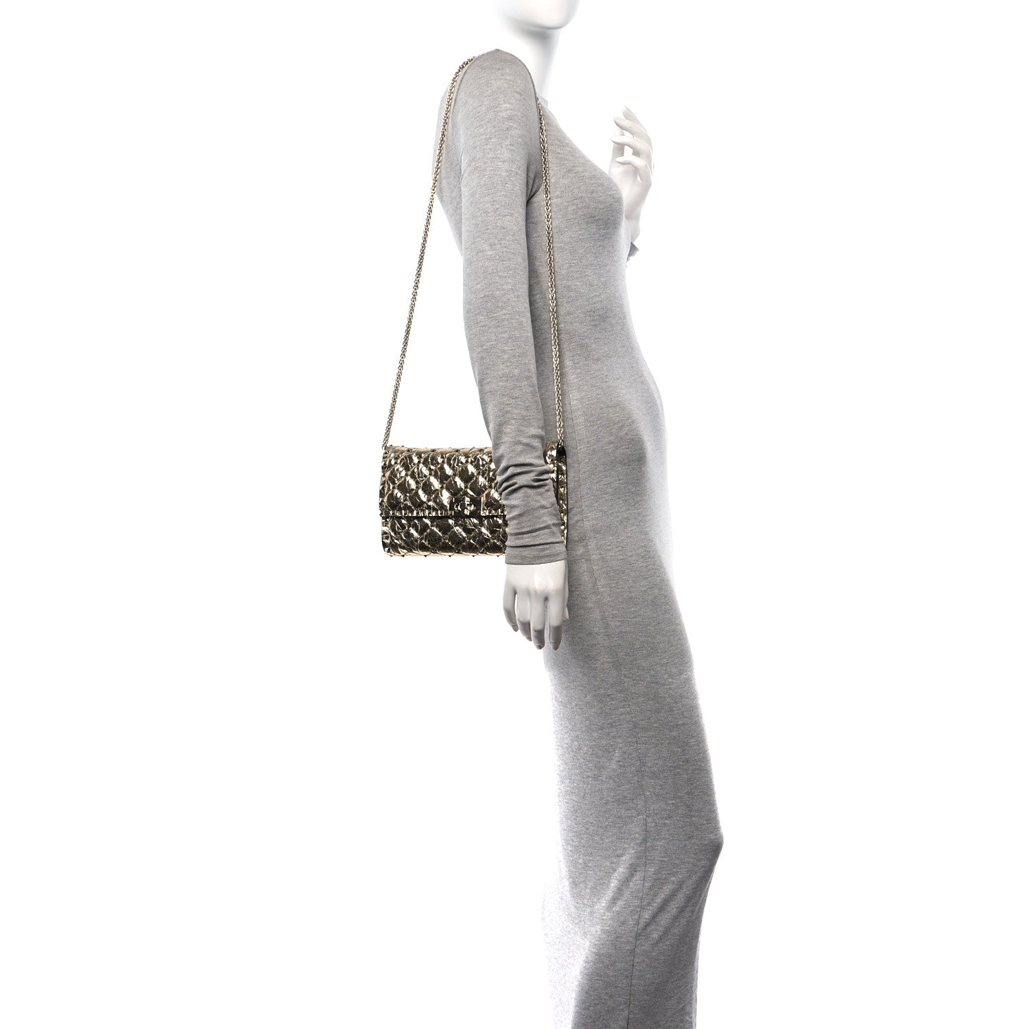 Valentino Garavani Metallic Nappa Rockstud Spike Wallet on Chain Mekong 2 of 11