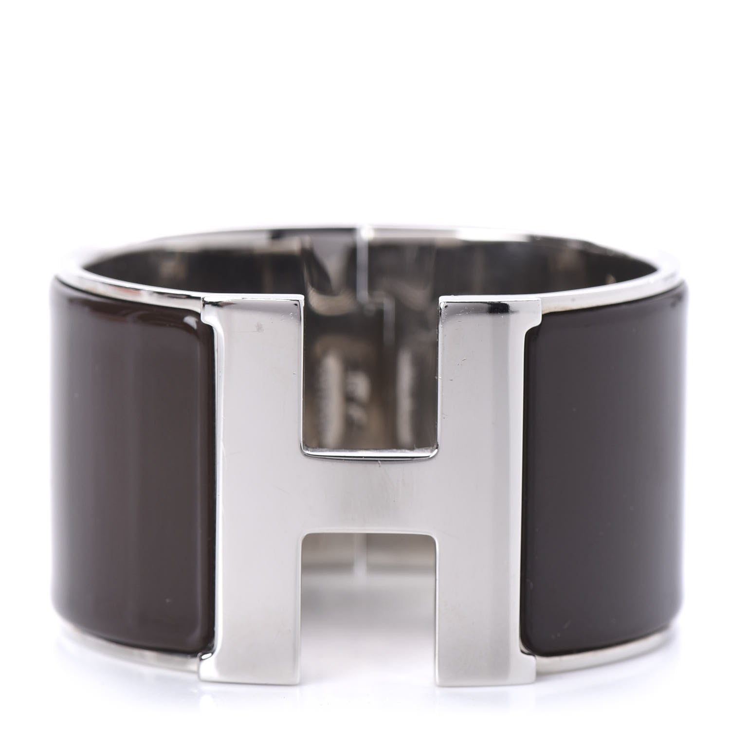 Hermes Enamel Extra Wide Clic Clac H Bracelet PM Chocolate 1 of 5