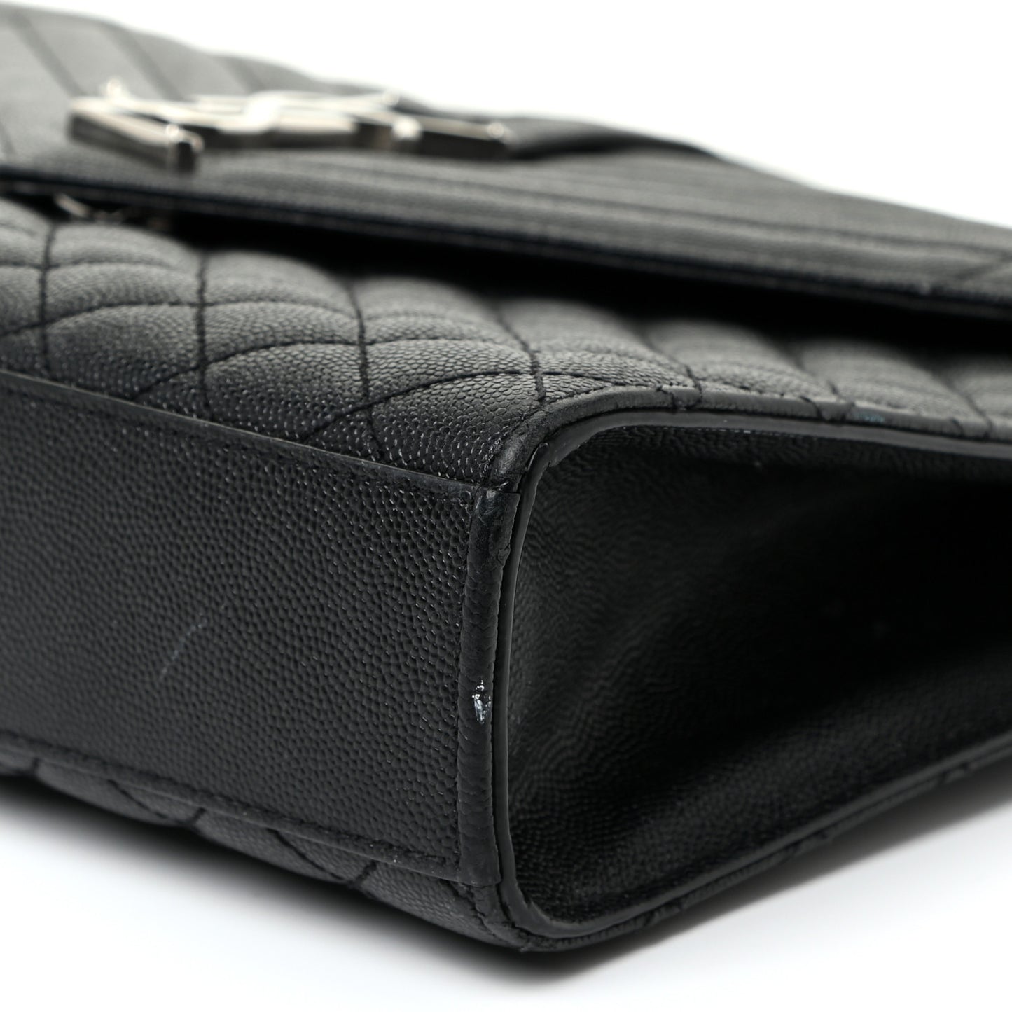 Grain De Poudre Textured Mixed Matelasse Large Triquilt Monogram Satchel Black