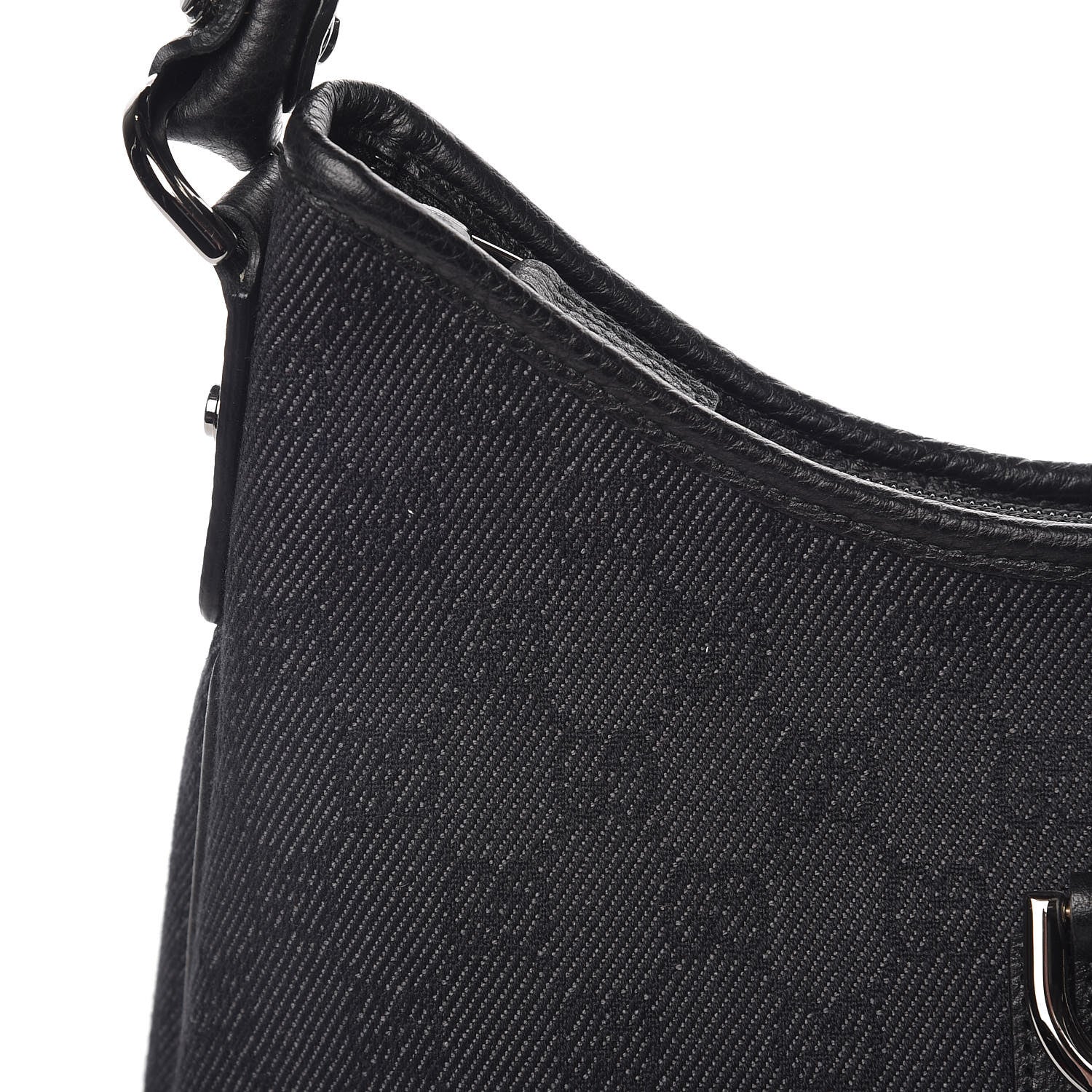 Gucci Denim Monogram Abbey D Ring Hobo Black 13 of 15