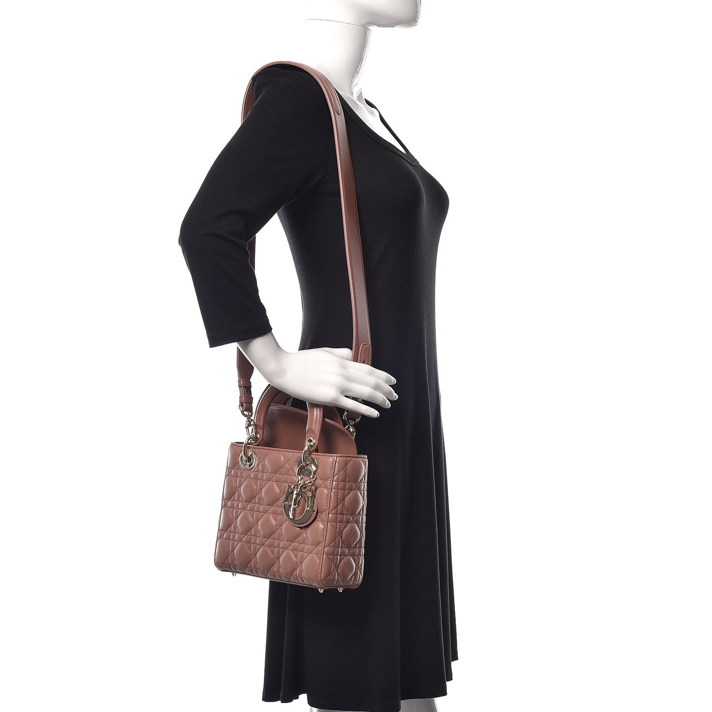Lambskin Cannage Small Lucky Badges My Lady Dior Petale Brique