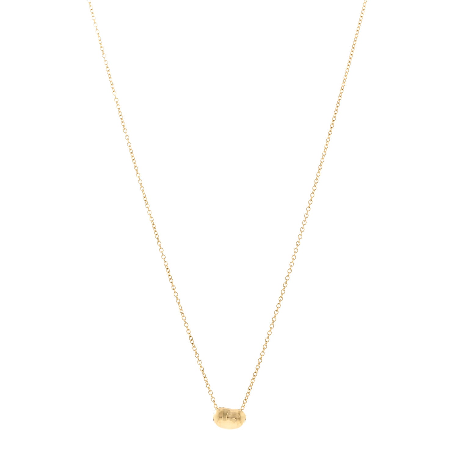 Tiffany 18K Yellow Gold 6.5mm Elsa Peretti Bean Pendant Necklace 1 of 4