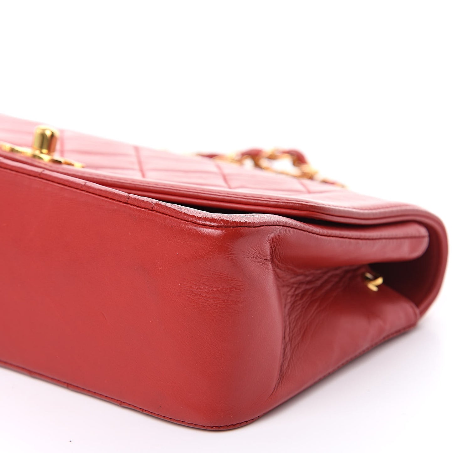 Lambskin Quilted Small Single Flap Red