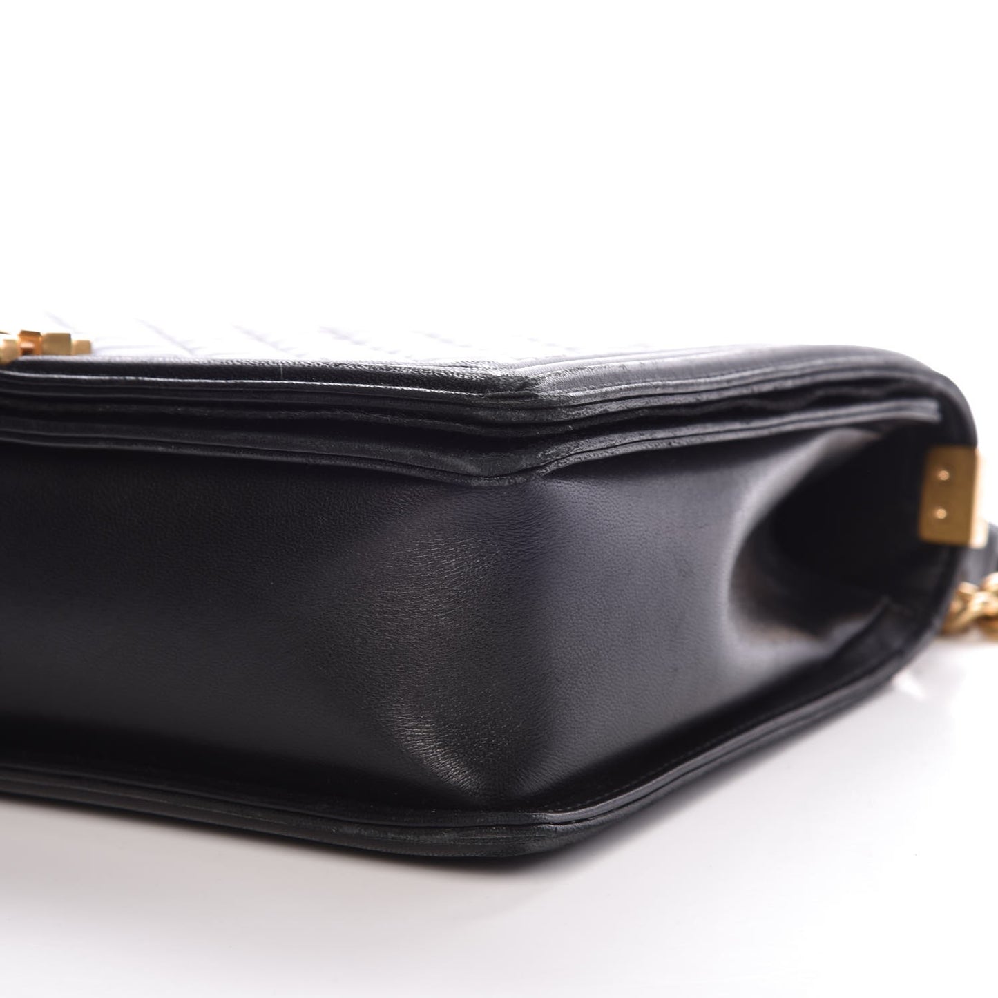 Lambskin Quilted Large Boy Flap Black