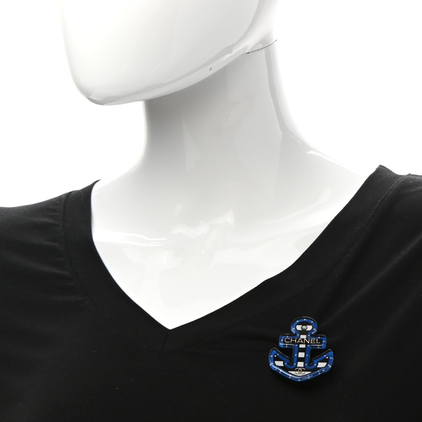 Resin Pearl Anchor CC Brooch Black Blue