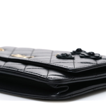 Chanel Lambskin Camellia Wallet on Chain WOC Black 11 of 11