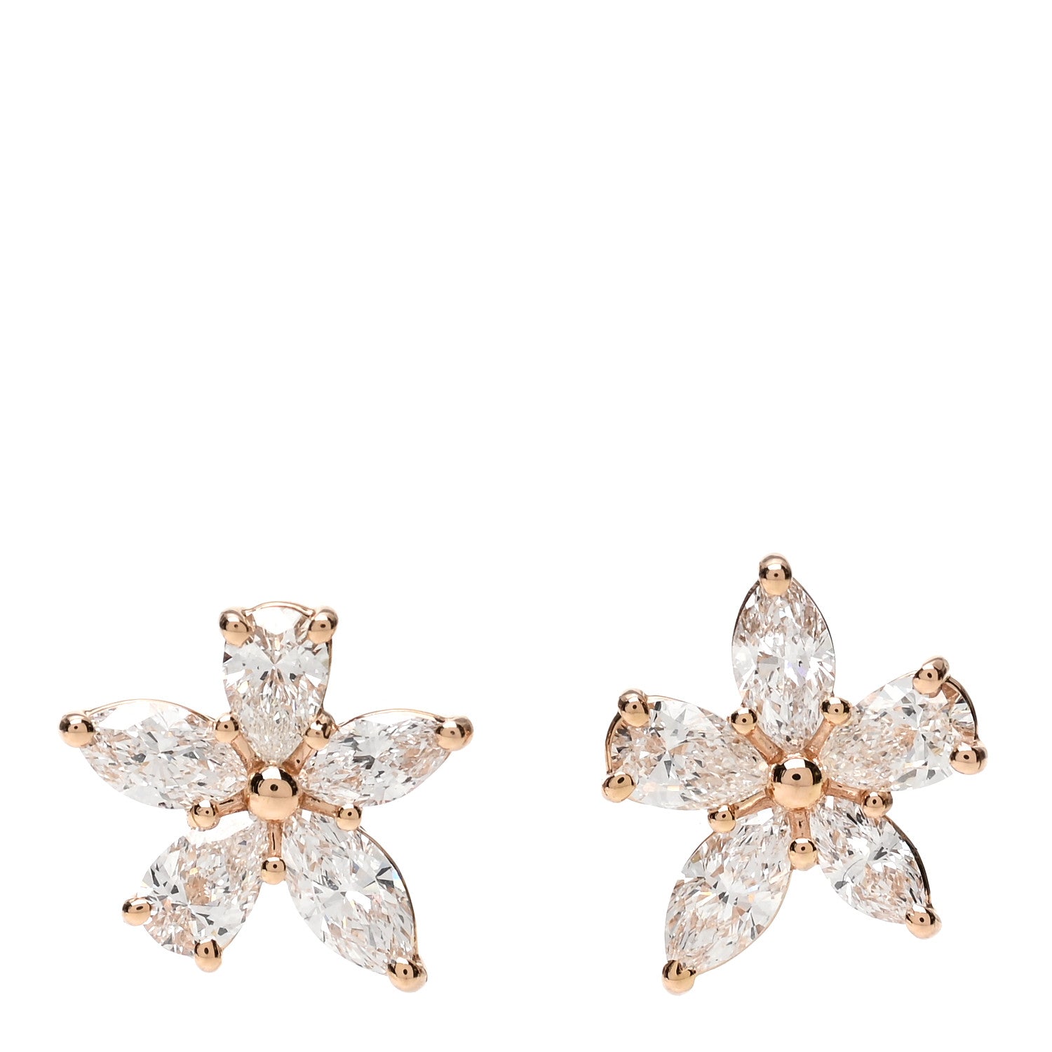 Tiffany 18K Rose Gold Diamond Medium Victoria Mixed Cluster Earrings 1 of 5